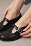 Cameron Black Color T-Strap Loafer Women's Shoes - 5