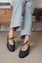 Elaine Navy Blue Lace-Up Women's Ballerina Shoes - 8