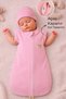 Pink Baby Girl Sleeping Bag 100% Cotton 0-6 Months Zippered Snap Sleeves Seasonal Hat Newborn - 6