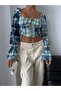 Plaid Patterned Cotton Crop Bustier
