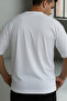 Men's Ecru White Deer Printed Oversized Loose Relaxed Fit T-shirt - 2