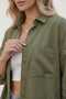 Khaki Oversized Summer Linen Shirt 100% Cotton Pocketed Trend Wide Fit Drop Shoulder Women - 8
