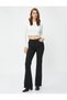 Spanish Leg Trousers Gabardine Fabric Slim Fit Pocket Detailed Cotton