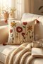 Buldan Handmade Tasseled Cushion Cover |   Embossed Wildflower Patterned Natural Woven Fabric - 42X42 cm - 8