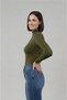 Women's Long Sleeve Half Turtleneck Body Army Green 1 Piece - 8