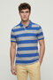 Mazzini Gray - Sax 100% Cotton Striped Polo T-Shirt - 2