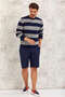 Burton Navy Blue - Gray 100% Cotton Round Neck Knitwear