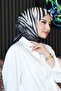 Black Zebra Patterned Cotton Scarf - 2