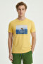 Sebastian Yellow Cotton Crew Neck Printed T-Shirt