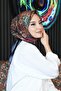وشاح قطني بنقشة شعبية، باللون العنابي - 4
