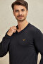 Borg Anthracite 100% Cotton V-Neck Sweater - 4