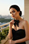 Black and White Polka Dot Patterned Scarf Necklace - Gold Color Chain - 4