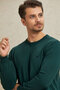 Brekka Dark Green 100% Cotton Round Neck Knitwear - 2