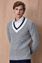 Heimar Gray 100% Cotton V-Neck Knitwear - 4