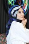 مخطط وشاح ناعم أزرق اللون قطن - 5