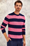 Burton Navy Blue - Pink 100% Cotton Round Neck Knitwear - 2