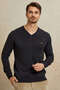 Borg Anthracite 100% Cotton V-Neck Sweater