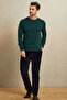 Brekka Dark Green 100% Cotton Round Neck Knitwear - 3