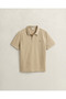 Men's Beige Regular Fit Logo Polo Neck T-Shirt - 4