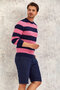 Burton Navy Blue - Pink 100% Cotton Round Neck Knitwear - 4