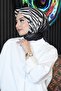 Black Zebra Patterned Cotton Scarf - 3
