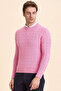 Dario Pink 100% Cotton Hair Knit Crew Neck Sweater - 5