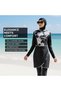 Women's 3 Piece Full Cover Modest Swimset Hijab Long Sleeve Full Length for Beach Pool Black - 2