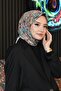 وشاح قطني بنقشة هندسية، باللون الأزرق