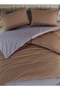 Ranforce 100% Cotton Double Duvet Cover Set Solid Color Brown - Gray