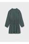Girl's Patterned Chiffon Dress Petrol Green 7909 - 4