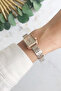 Maiar Square Case Rose Silver Cord Women's Wristwatch - 8