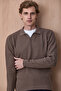 Auste Beige Melange 100% Cotton Jacquard Polo Knitwear