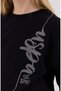 U.S. Polo Assn. Girls' Long Sleeve Set with Vertical Lettering Print Detail on the Side, 2-Piece Set, Ages 4-8, Black - 6