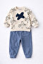 Baby Boy Airplane Embroidered Top and Bottom Set 2 Thread Non-Embroidered Seasonal Tracksuit Set 3-12 Months - 4