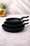 Line 3 Piece Cast Granite Pan Set Black |   20-24-28 cm Non-Stick Non-Scratch Pan Set |   Breakfast & Daily Use |   Even Heat Dissipation - 2