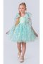 Floral Embroidery Pattern İmeros Girl Evening Dress M00736 Mint Green - 3