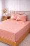 Single Elastic Sheet Set Cotton Salmon