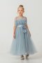 Girl's Robe Layered Special Occasion Evening Dress Mnk0475 Blue
