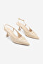 Women's Stiletto Pointed Toe Studded Troc Open Back Classic Heeled Shoes Rofen Beige - 6