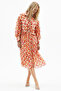 Long Sleeve Patterned Midi Shirt Dress - 6