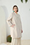 Beige Beaded Buttoned Cap - 4