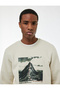 Long Sleeve Ribbed Crew Neck Printed Sweatshirt - 2