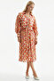 Long Sleeve Patterned Midi Shirt Dress - 2