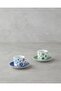 Dewy Porcelain 4 Piece Coffee Cup Set for 2 People 80 ml Blue-Green