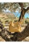 Women's Yellow Scarf and Chain Accessory Soft Leather 3-Compartment Handbag and Shoulder Bag