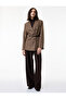 Plaid Brown Women's Blazer Jacket 6Wak50136Uw