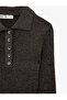 X Melis Ağazat - Long Sleeve Metallic Yarn Detailed Shimmering Polo Neck Knit Sweater - 5