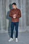 Brown Judge Collar Lycra Linen Cotton Slim Fit Shirt - 7