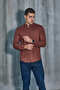 Brown Judge Collar Lycra Linen Cotton Slim Fit Shirt - 6