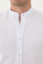White Judges Collar Lycra Linen Cotton Slim Fit Shirt - 5